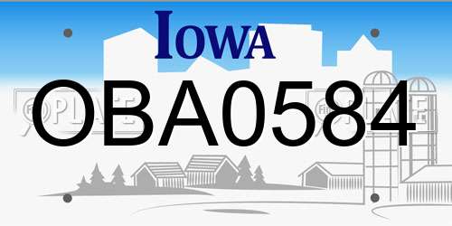 OBA0584 Iowa License Plate