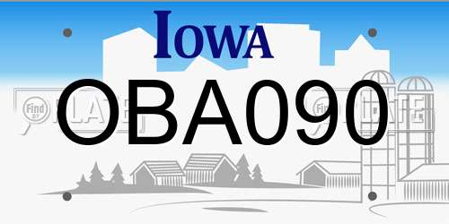 OBA090 Iowa License Plate