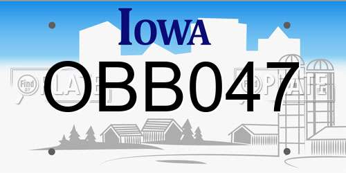 OBB047 Iowa License Plate