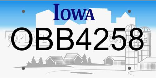 OBB4258 Iowa License Plate