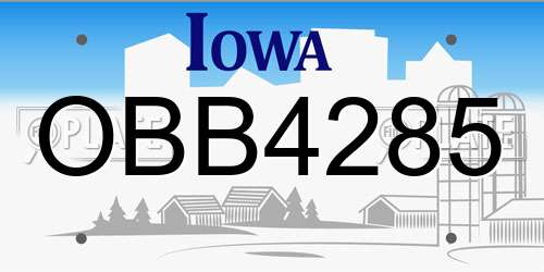 OBB4285 Iowa License Plate