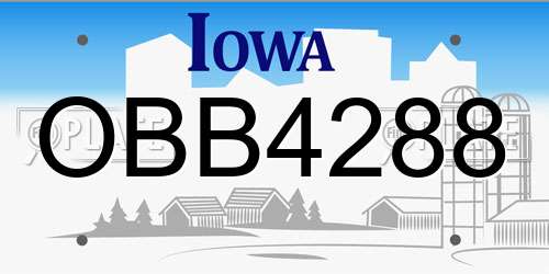 OBB4288 Iowa License Plate