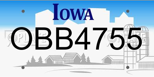 OBB4755 Iowa License Plate