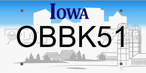 OBBK51 Iowa License Plate
