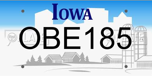 OBE185 Iowa License Plate