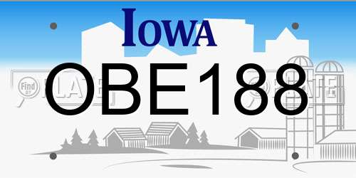 OBE188 Iowa License Plate
