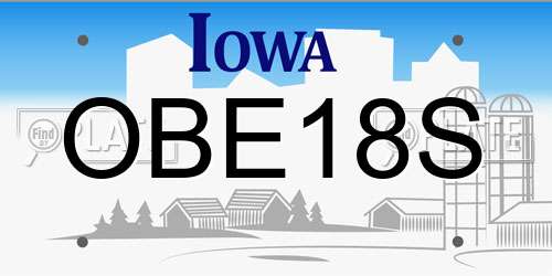 OBE18S Iowa License Plate