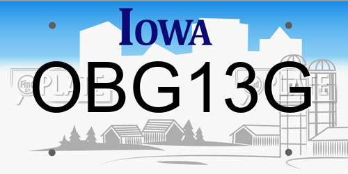 OBG13G Iowa License Plate