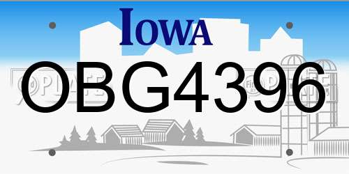 OBG4396 Iowa License Plate