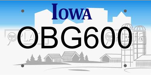 OBG600 Iowa License Plate