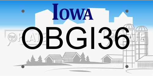 OBGI36 Iowa License Plate