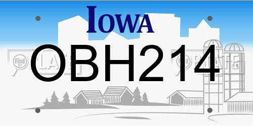 OBH214 Iowa License Plate