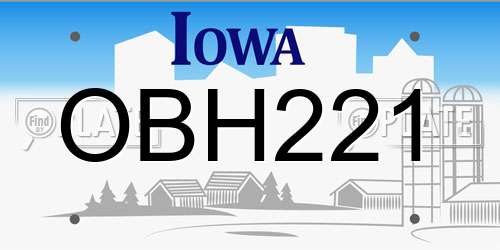OBH221 Iowa License Plate