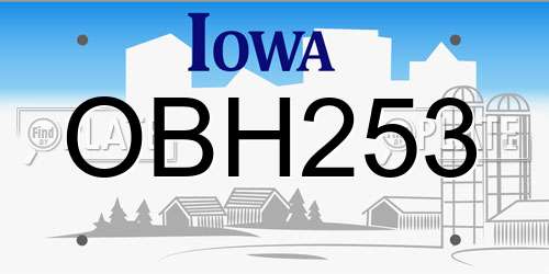 OBH253 Iowa License Plate