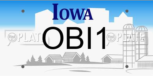 OBI1 Iowa License Plate