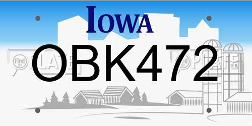 OBK472 Iowa License Plate