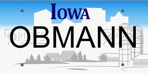 OBMANN Iowa License Plate