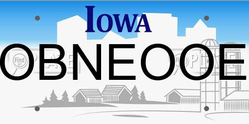 OBNEOOE Iowa License Plate