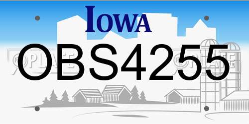 OBS4255 Iowa License Plate