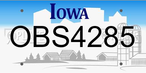 OBS4285 Iowa License Plate