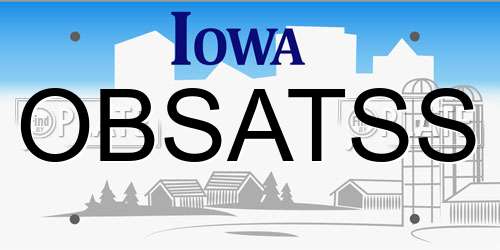 OBSATSS Iowa License Plate