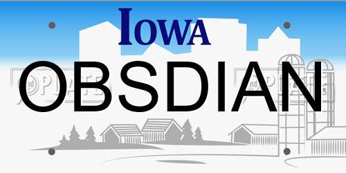 OBSDIAN Iowa License Plate