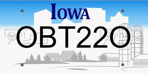 OBT22O Iowa License Plate