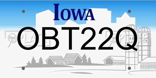 OBT22Q Iowa License Plate