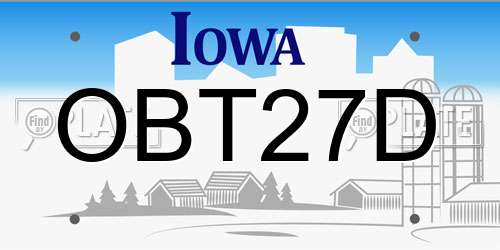OBT27D Iowa License Plate