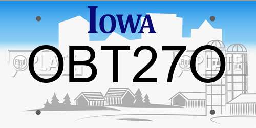 OBT27O Iowa License Plate