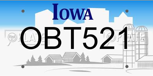 OBT521 Iowa License Plate