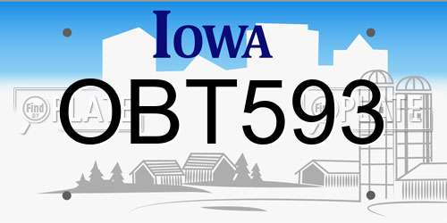 OBT593 Iowa License Plate