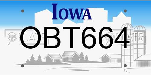 OBT664 Iowa License Plate