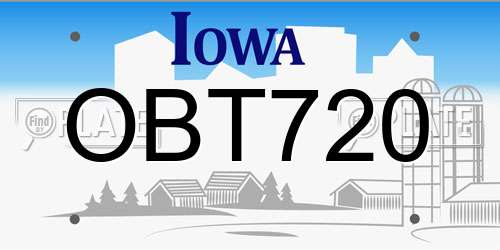 OBT720 Iowa License Plate