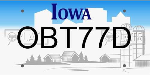 OBT77D Iowa License Plate