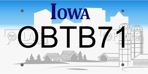 OBTB71 Iowa License Plate