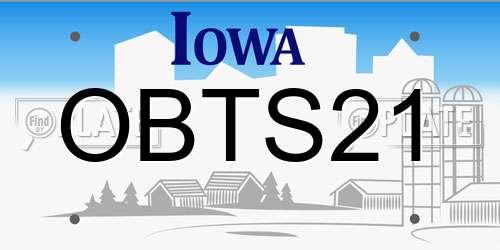 OBTS21 Iowa License Plate