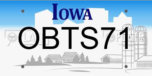 OBTS71 Iowa License Plate