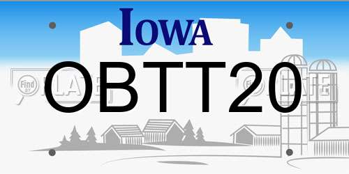 OBTT20 Iowa License Plate