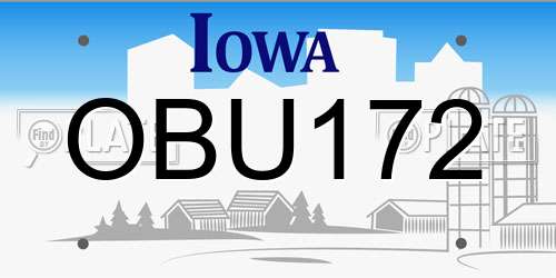 OBU172 Iowa License Plate