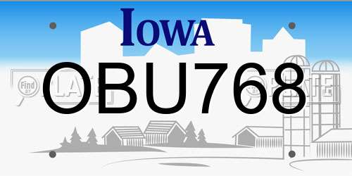 OBU768 Iowa License Plate