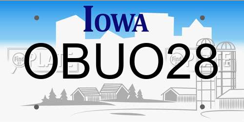OBUO28 Iowa License Plate