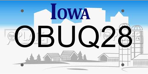 OBUQ28 Iowa License Plate