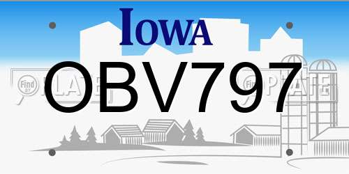 OBV797 Iowa License Plate