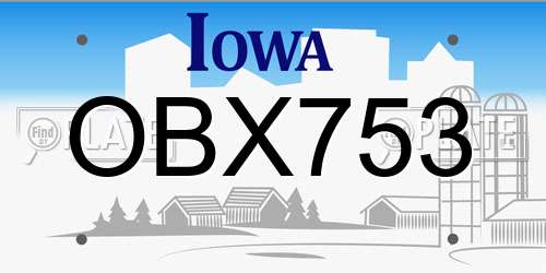 OBX753 Iowa License Plate