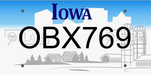 OBX769 Iowa License Plate