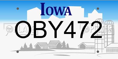 OBY472 Iowa License Plate