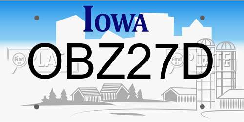 OBZ27D Iowa License Plate