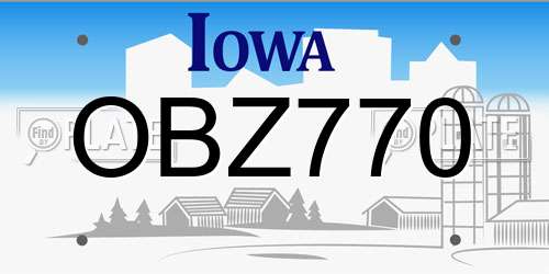 OBZ770 Iowa License Plate