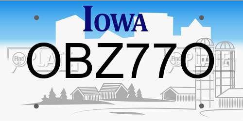OBZ77O Iowa License Plate